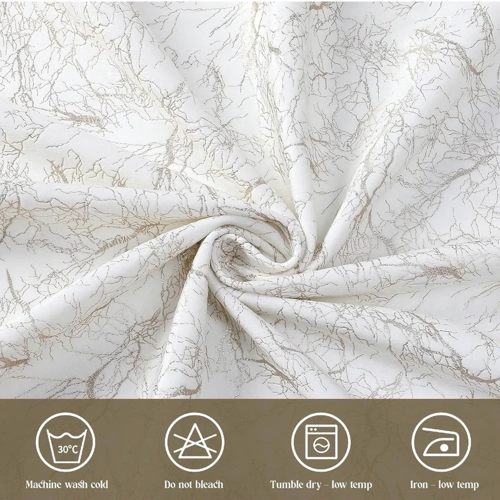 New Majestic Giftware Velvet Rectangle Tablecloth White With Gold Branch Print